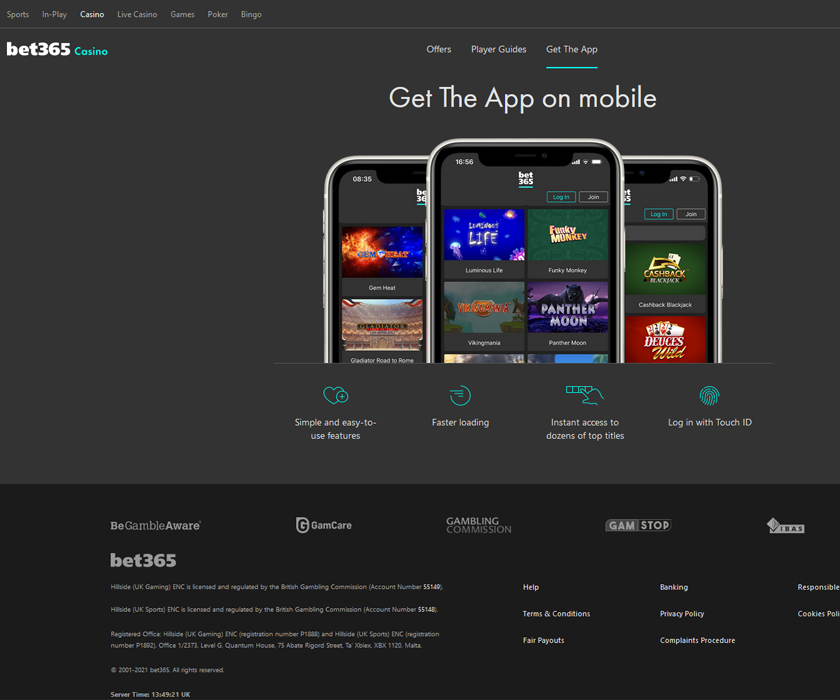 The mobile games you can play on bet365 platform are excellent