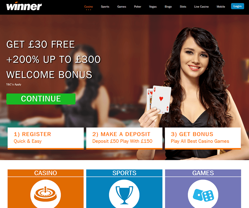 The home page of Winner
