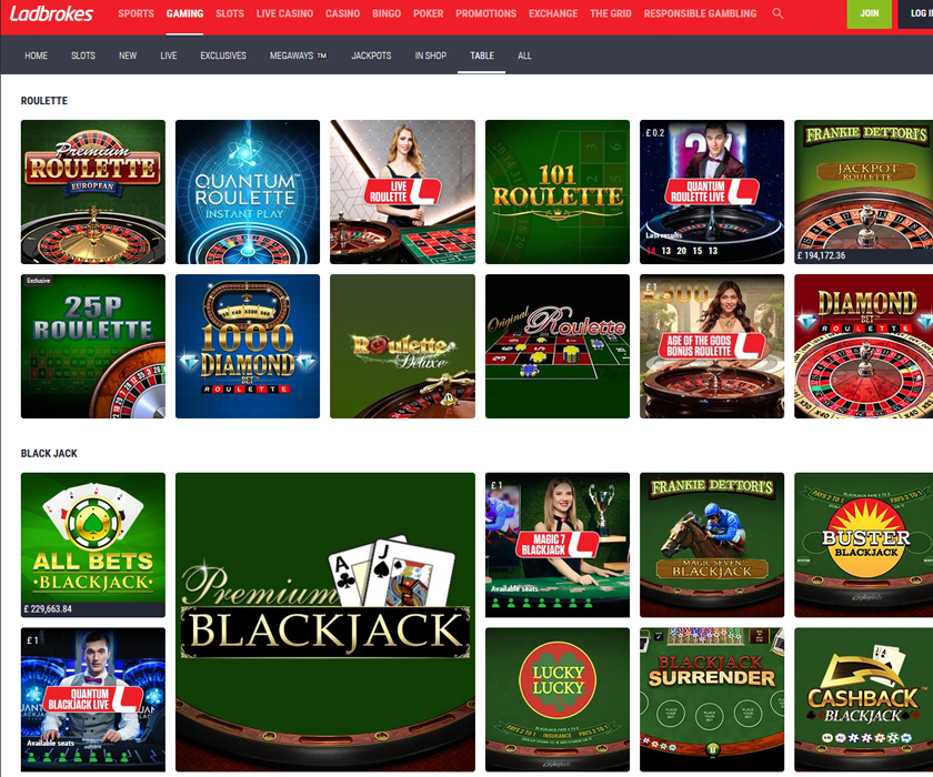 Ladbrokes casino home page with the welcome bonus