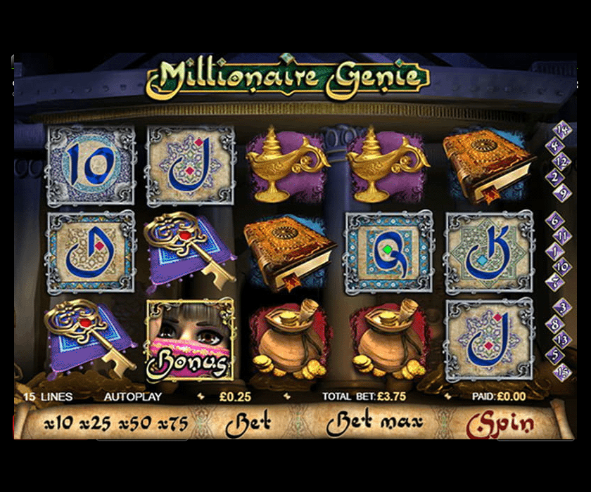 The especially attractive Millionaire Genie slot at 888 casino